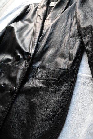 Black leather long coat