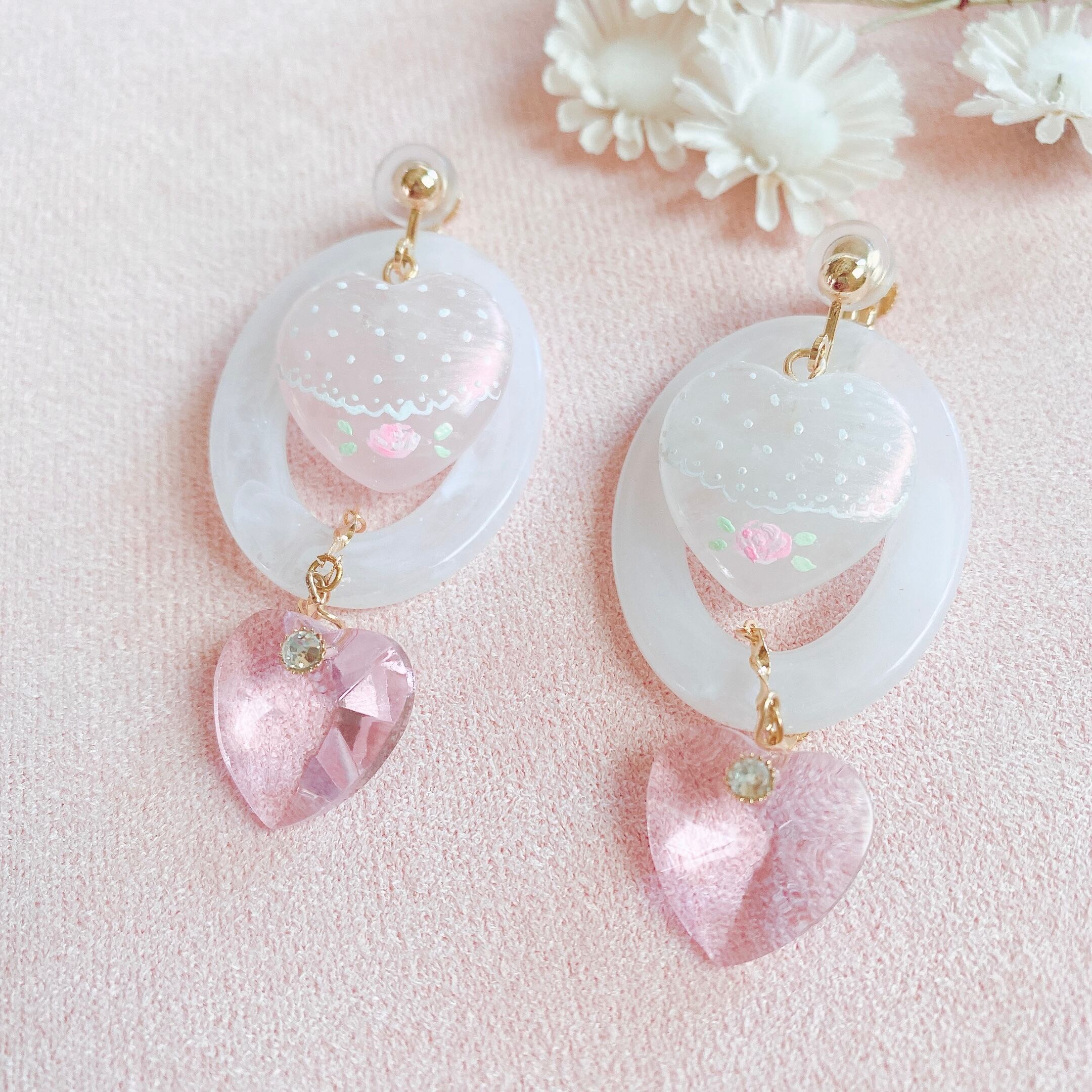 淡雪꙳ ペイント耳飾り(イヤリング）