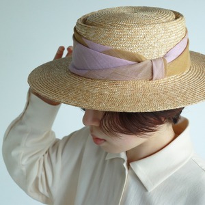 【受注生産】ストールリボンの麦わら帽子-Sailor straw hat -5colors