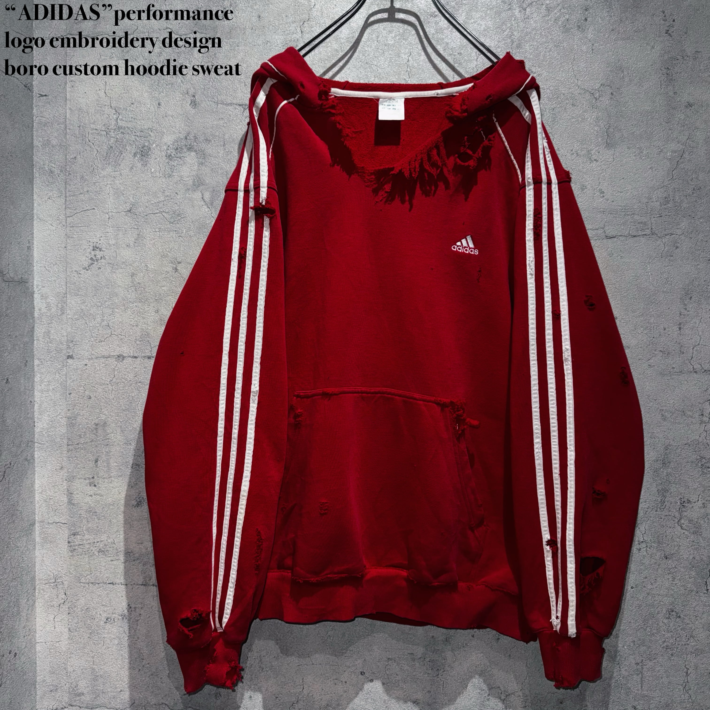 “ADIDAS”performance logo embroidery design boro custom hoodie sweat