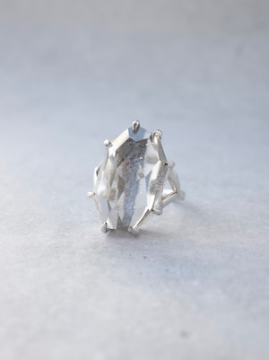 Faceted Platinum Rutilated Quartz Ring