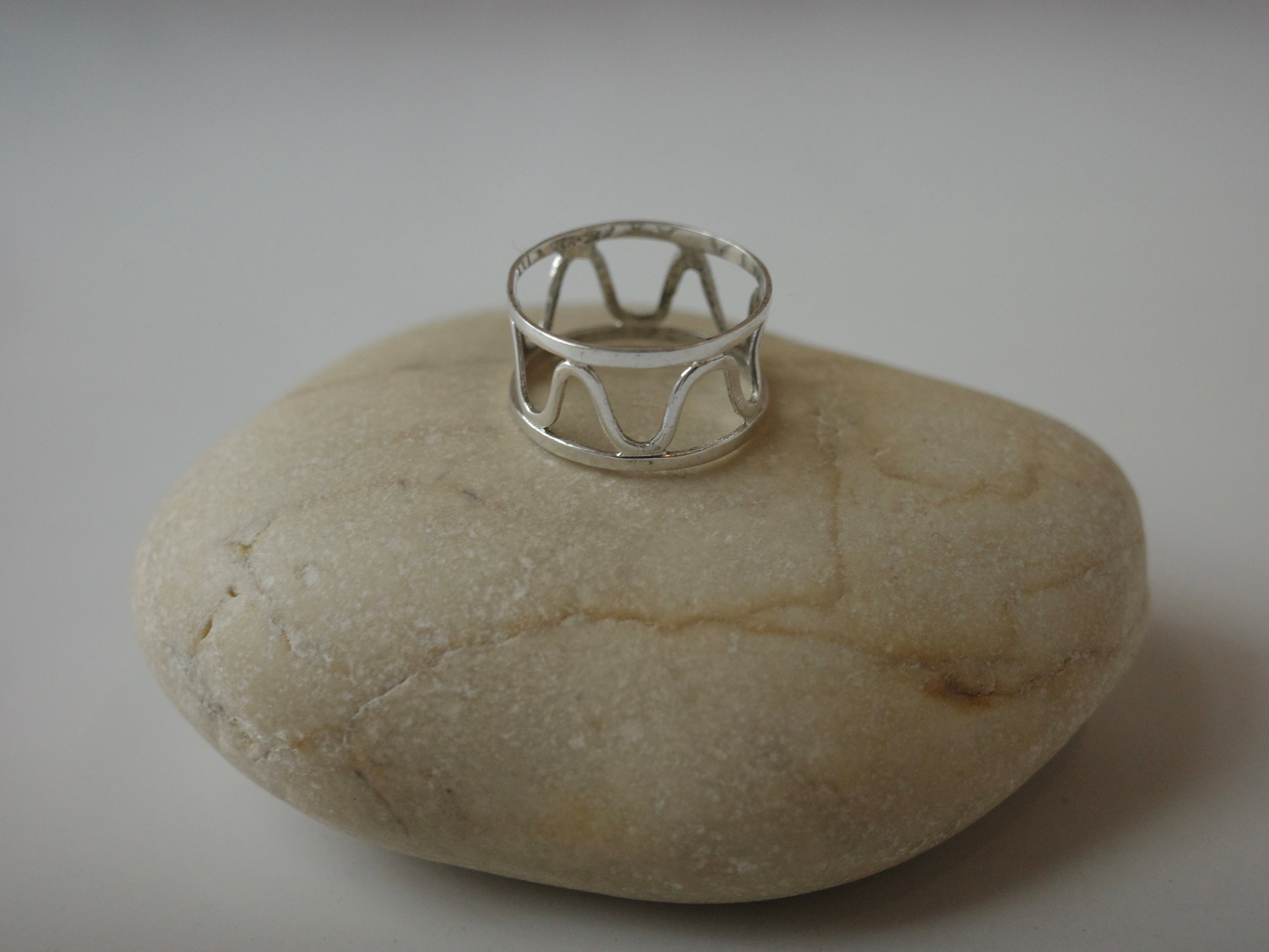 <vintage silver925>wavy band ring