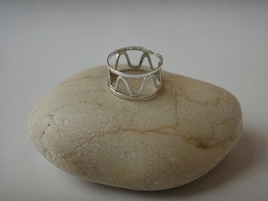 <vintage silver925>wavy band ring