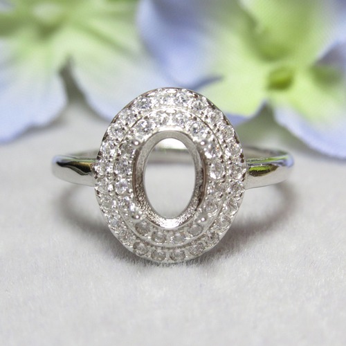 7×5㎜ ダブルCZフレーム S925 リング台 SV