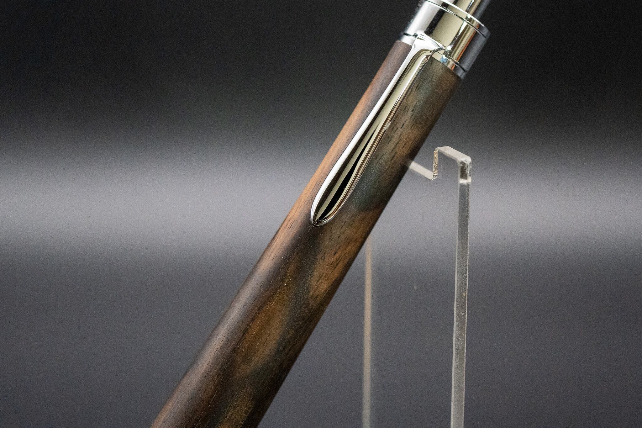 【魅惑の黒い紋様】黒柿 孔雀杢 silver MP