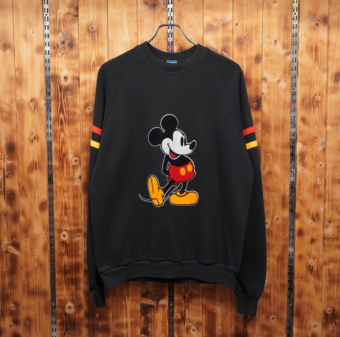 80s disney ミッキーマウス スウェット XL⁄ブラック 黒 ヴィンテージ