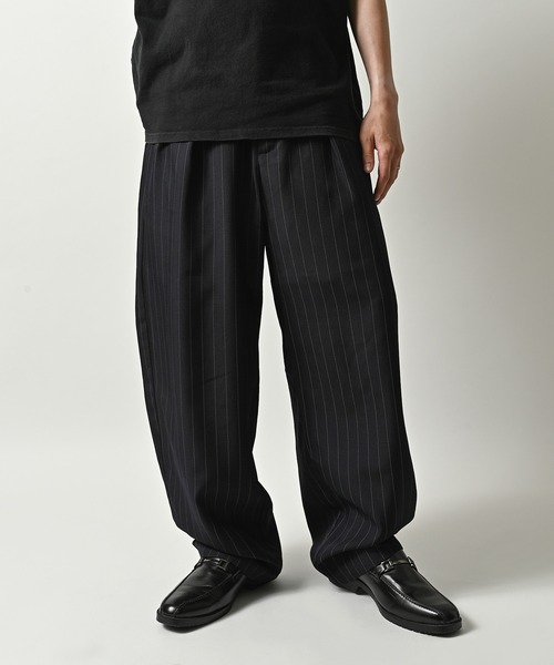 Revertical Striped wide curve pants (NAV) RV9181