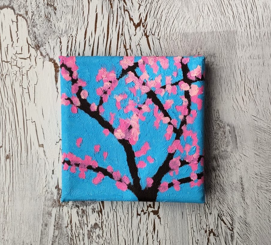 22×27㎝「朝の桜3」油彩・原画・F3