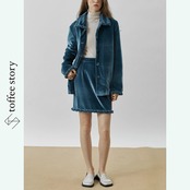 青影に光が走る刻印：ラペルショートコート《XU0268》