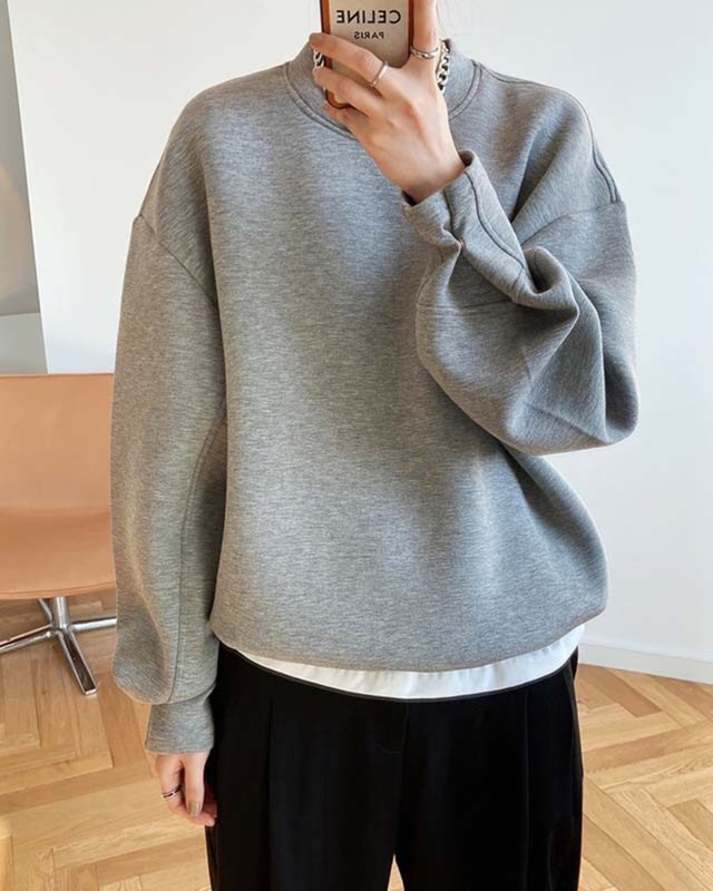 ルーズシルエットスウェット スリーブボタンデザイン 3color A0936