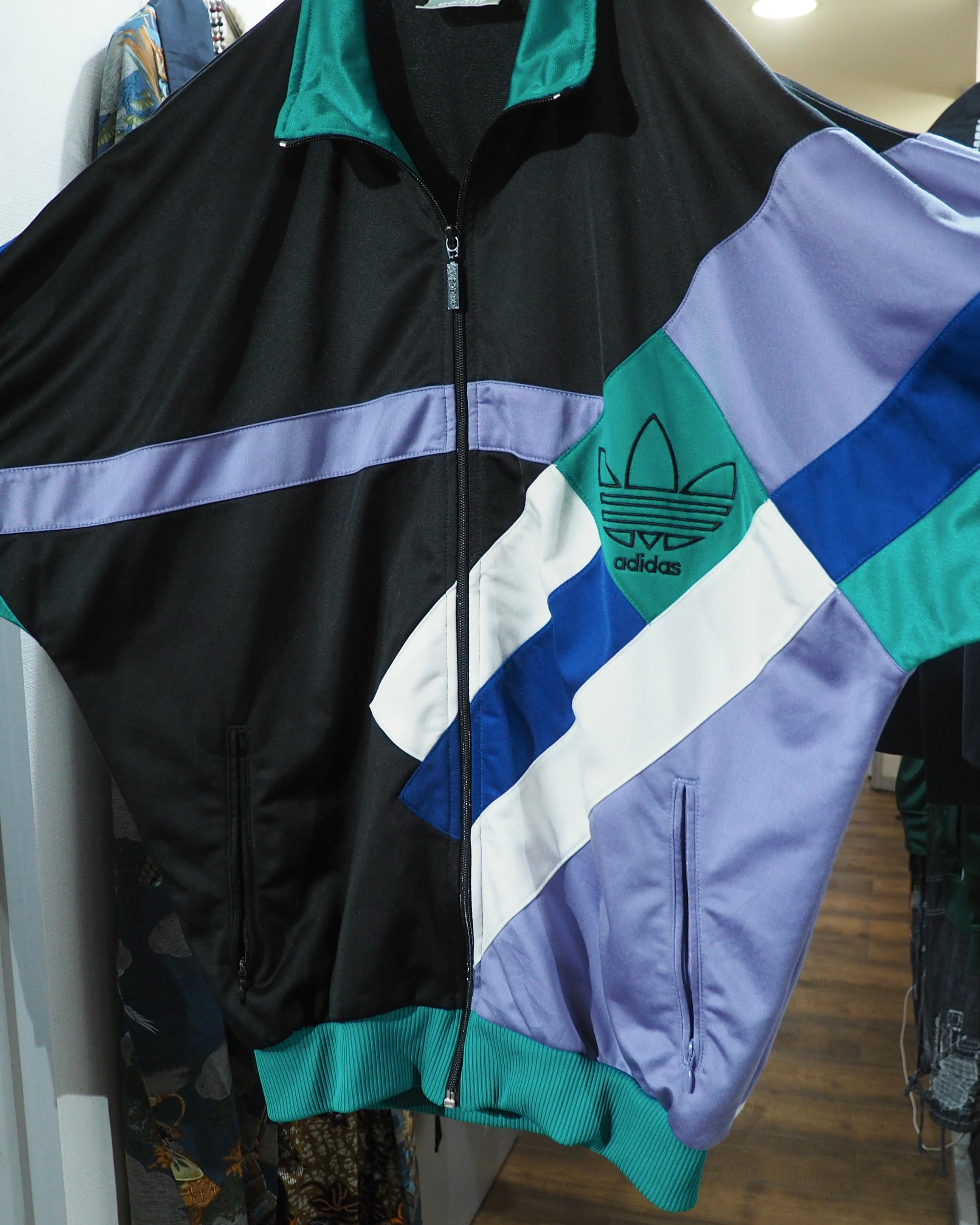 1980s ” Old adidas ” Multi color panel Switching vintage Track jacket