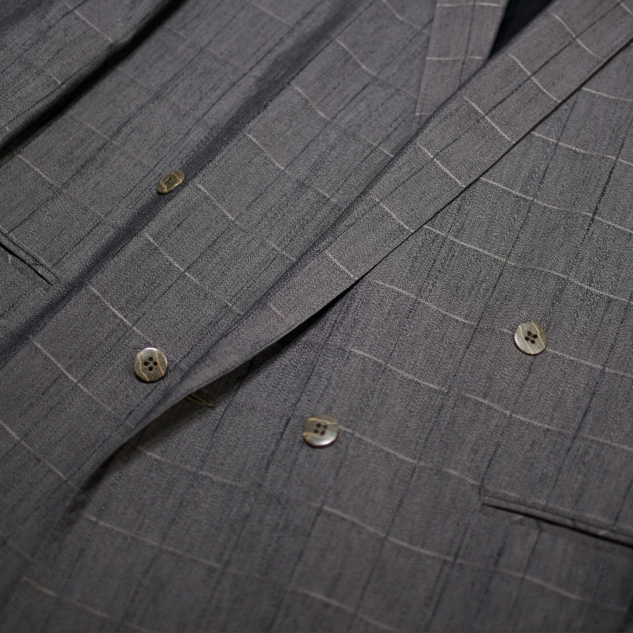 windowpane check double breasted tailored jacket