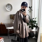 【受注予約1週間】レザーライクオーバーJK/ブラウン