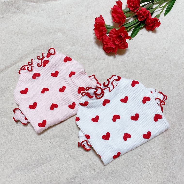 【SALE】ハート柄トップス S ~ XL / 犬服 新作 Tシャツ ドッグウェア 可愛い 犬の服 薄手 小型犬 犬 猫 ペット洋服