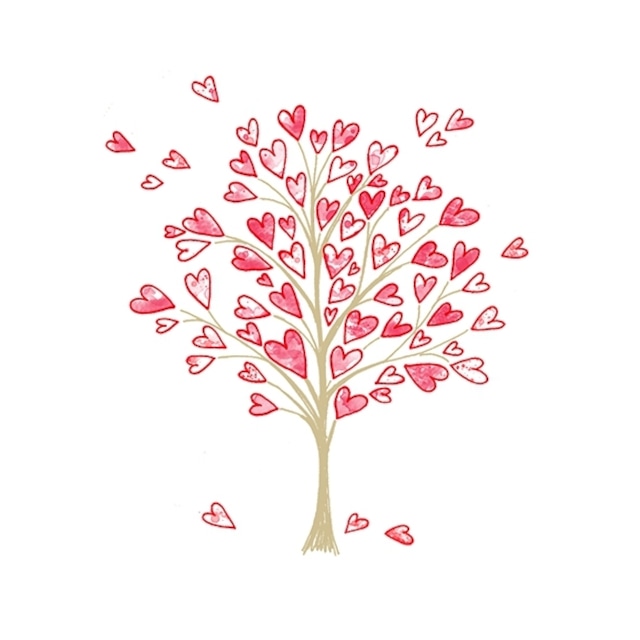 【Braun+Company】バラ売り2枚 カクテルサイズ ペーパーナプキン LOVE TREE ホワイト×レッド×パールゴールド