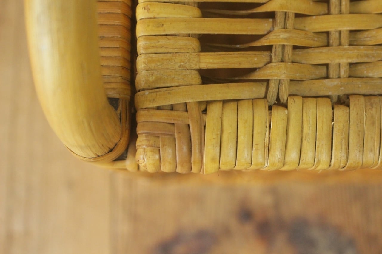 ラタン ランドリー バスケット 小振り 蓋付き脱衣かご 籠 ラック 籐