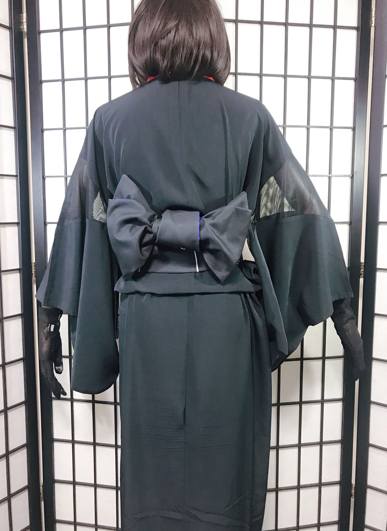 [komagire×Spider Lilyコラボ]彼岸花半幅帯（モノクロ）