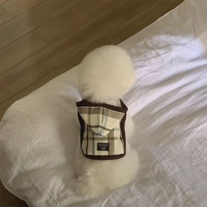 【PET】チェック柄フード付きベスト