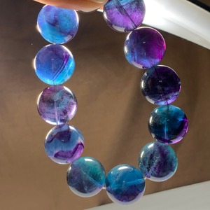 8.希少な大玉！約18mm☆幻想的な色合い！ブルーパープルフローライト ブレスレット