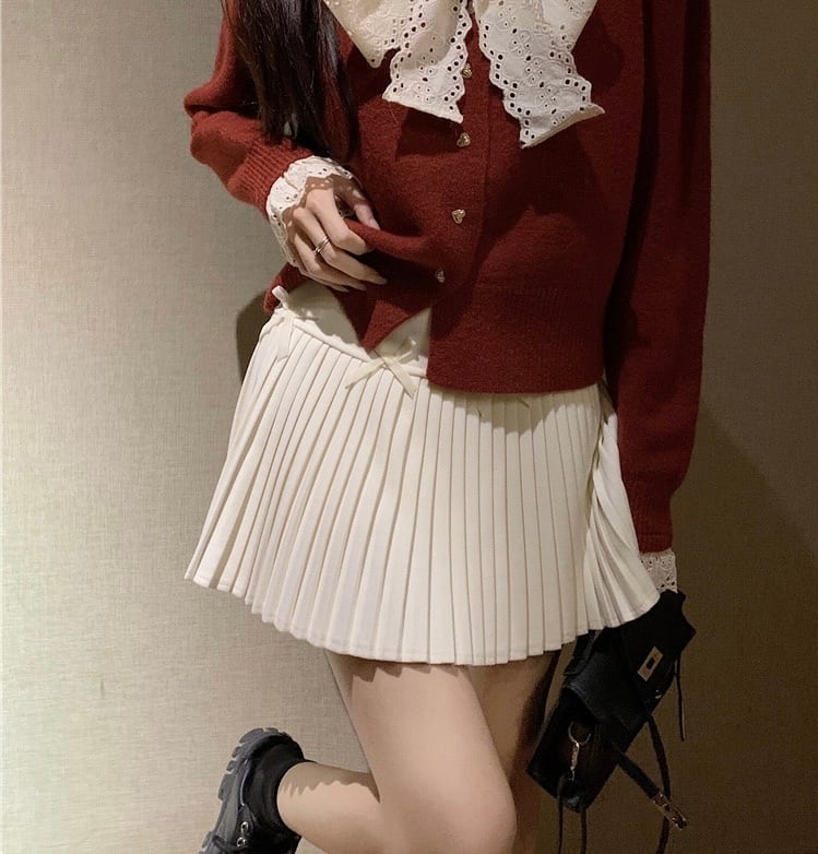 4色♡リボン付きアコーディオンプリーツミニスカート | selectshop.selepuu 