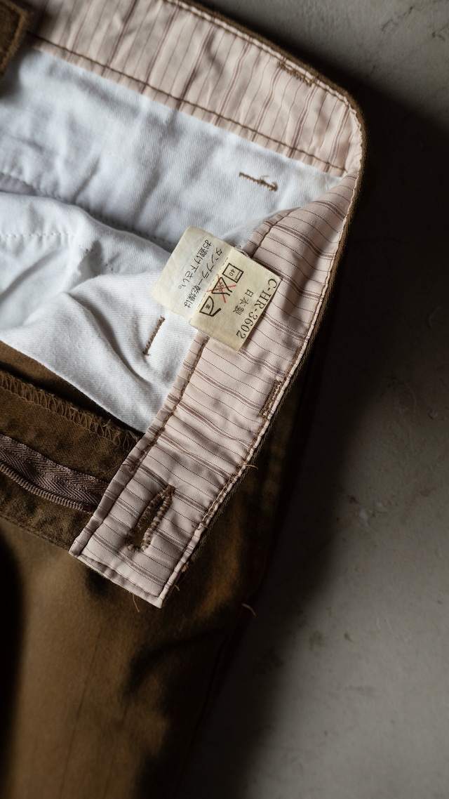 unknown 1990s Brown twill shadow stripe trousers