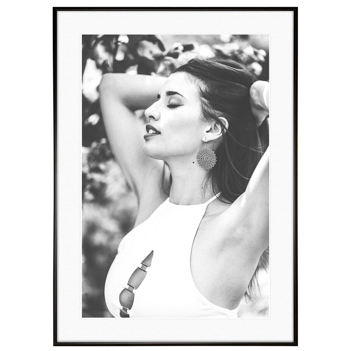 人物写真 女性のポートレート インテリアアート モノクロポスター額装 AS3680