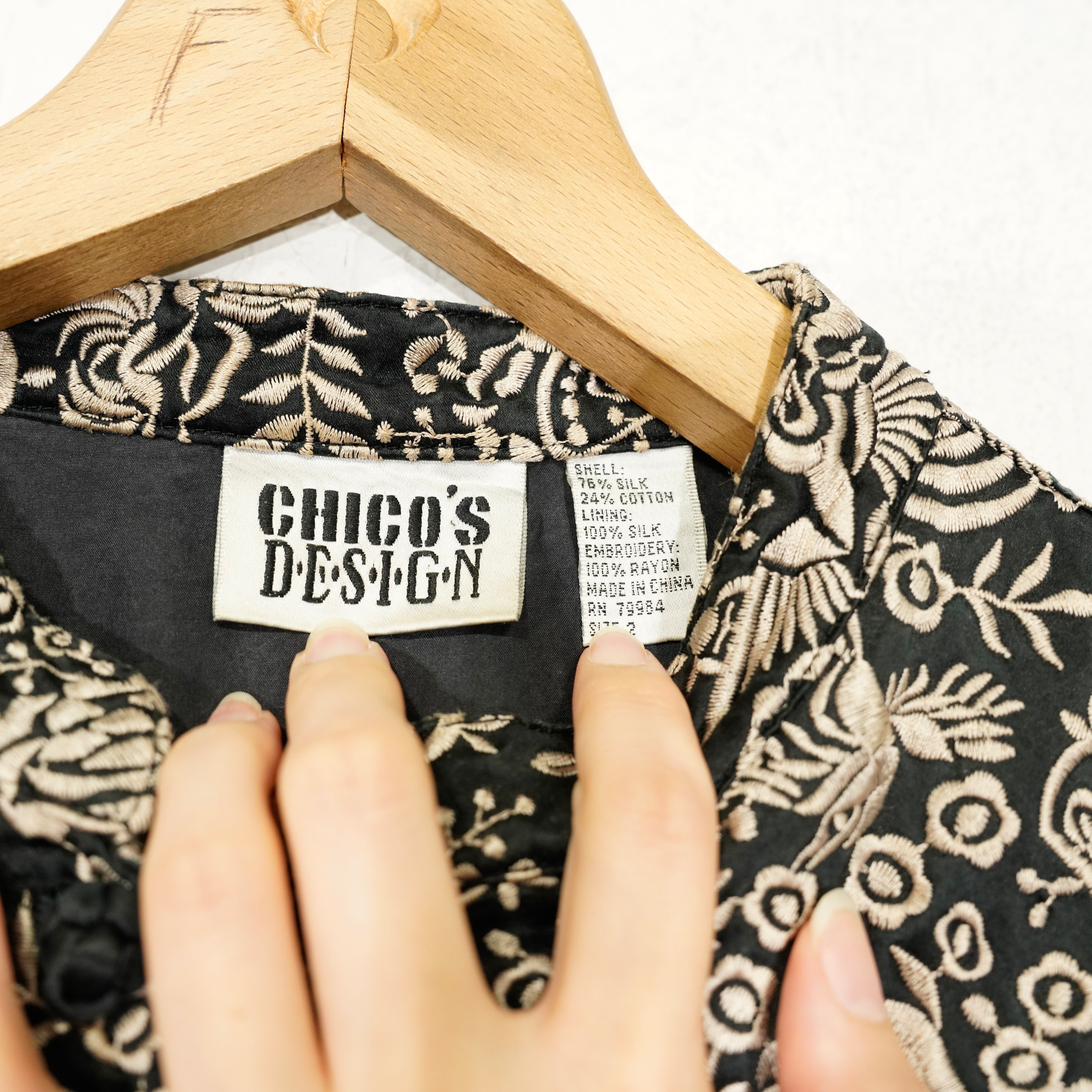 USA VINTAGE CHICO'S DESIGN FLOWER&EMBROIDERY JACQUARD DESIGN USA VINTAGE CHICO'S DESIGN FLOWER&EMBROIDERY JACQUARD DESIGN