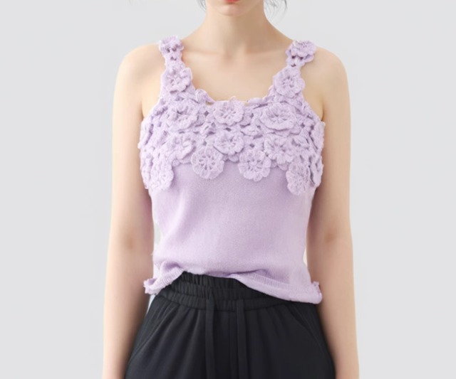 floral crochet tank top 2colors【2024040401】