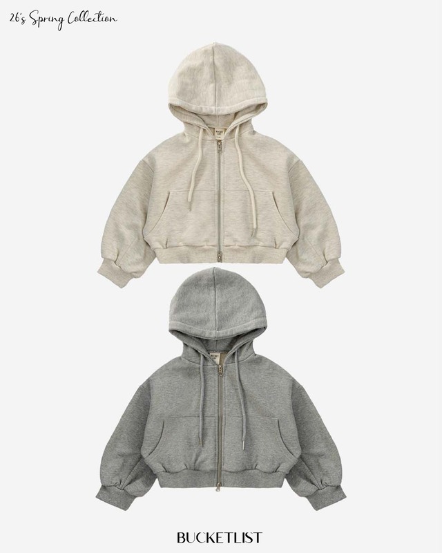 【取寄】bucket list｜2way cropped hooded zip-up｜2WAYクロップドジップパーカー｜S-JXL｜kids&jr｜26 spring