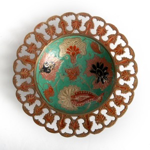 インド製　絵皿/緑