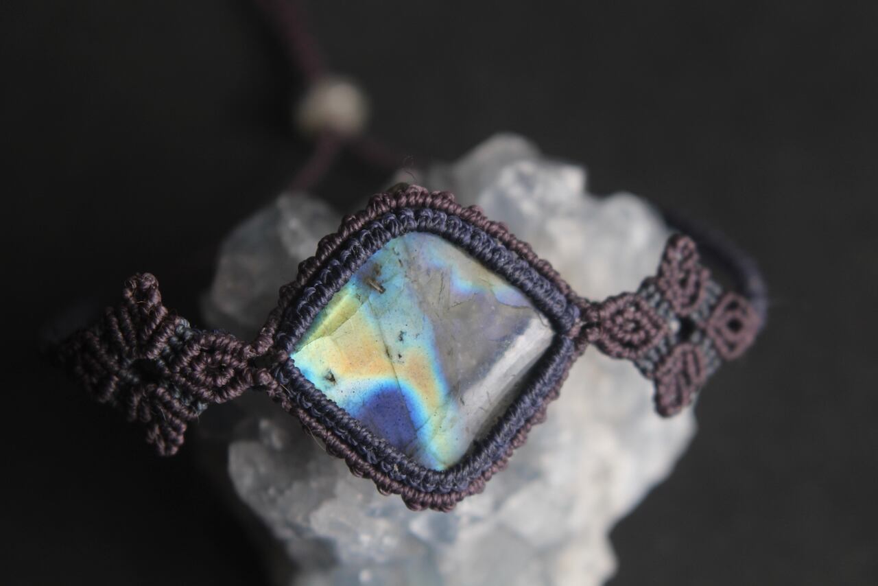 Multi color Labradorite micro macrame bracelet