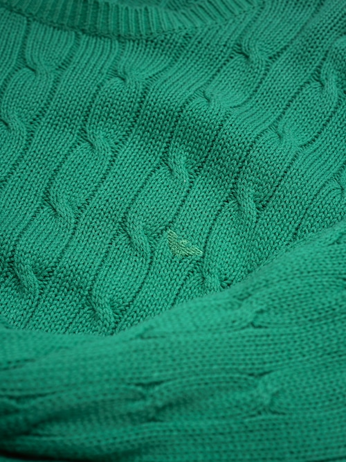 [1980s] "EMPORIO ARMANI" Cotton Cable Knit Sweater (Made in Italy)