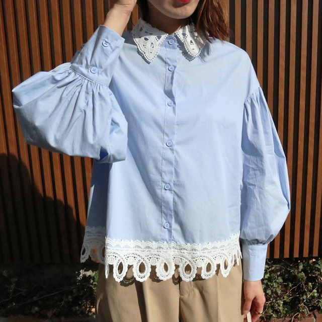 （SO50）カットワークレースカラーブラウス