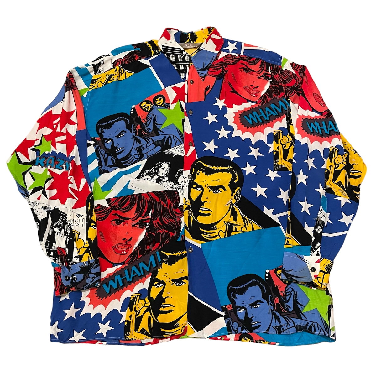 70~80s GDC comic pattern rayon shirt | What’z up