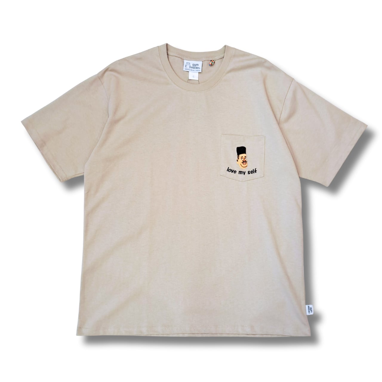 gym master - 7.4oz love my self 刺繍ポケットTシャツ (beige)