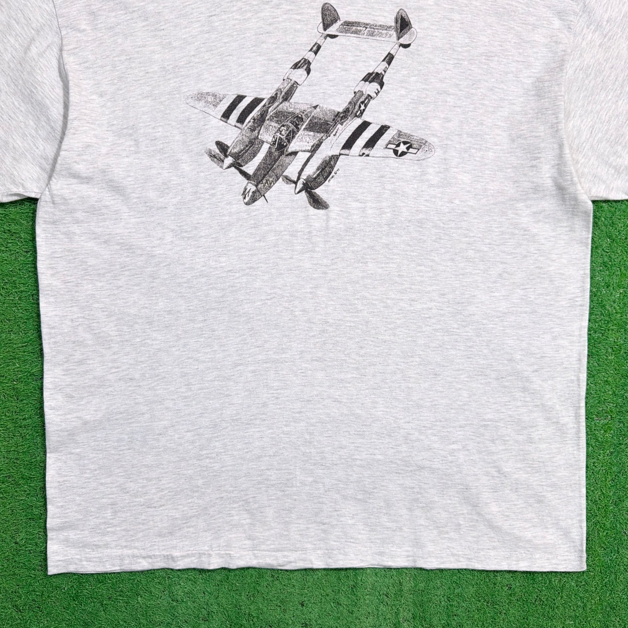 Men's】 90s 戦闘機 イラスト Tシャツ / アメリカ製 USA製 90年代