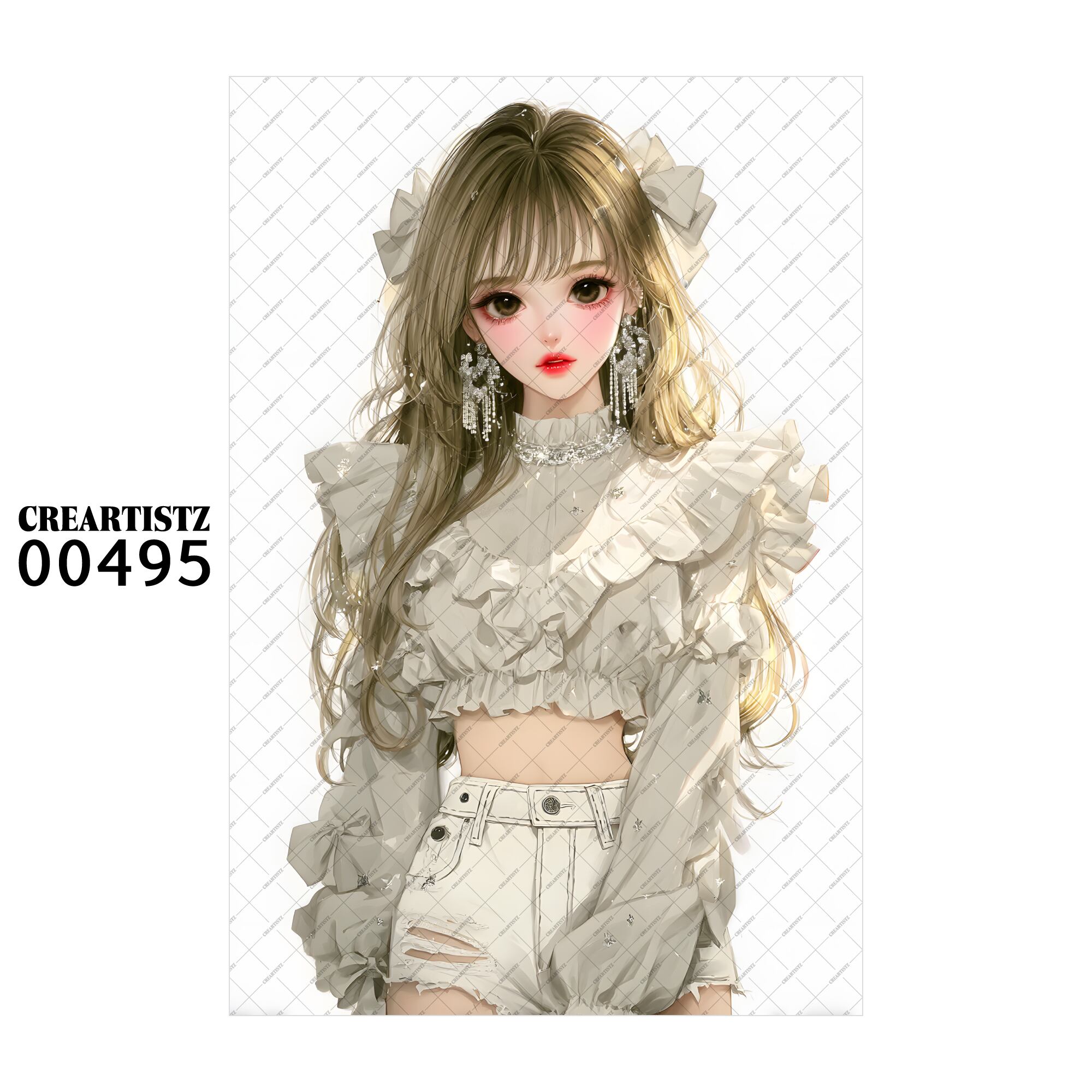 00495 ガール キュート オリジナル ペーパー/ステッカー 4枚セット CREARTISTZ