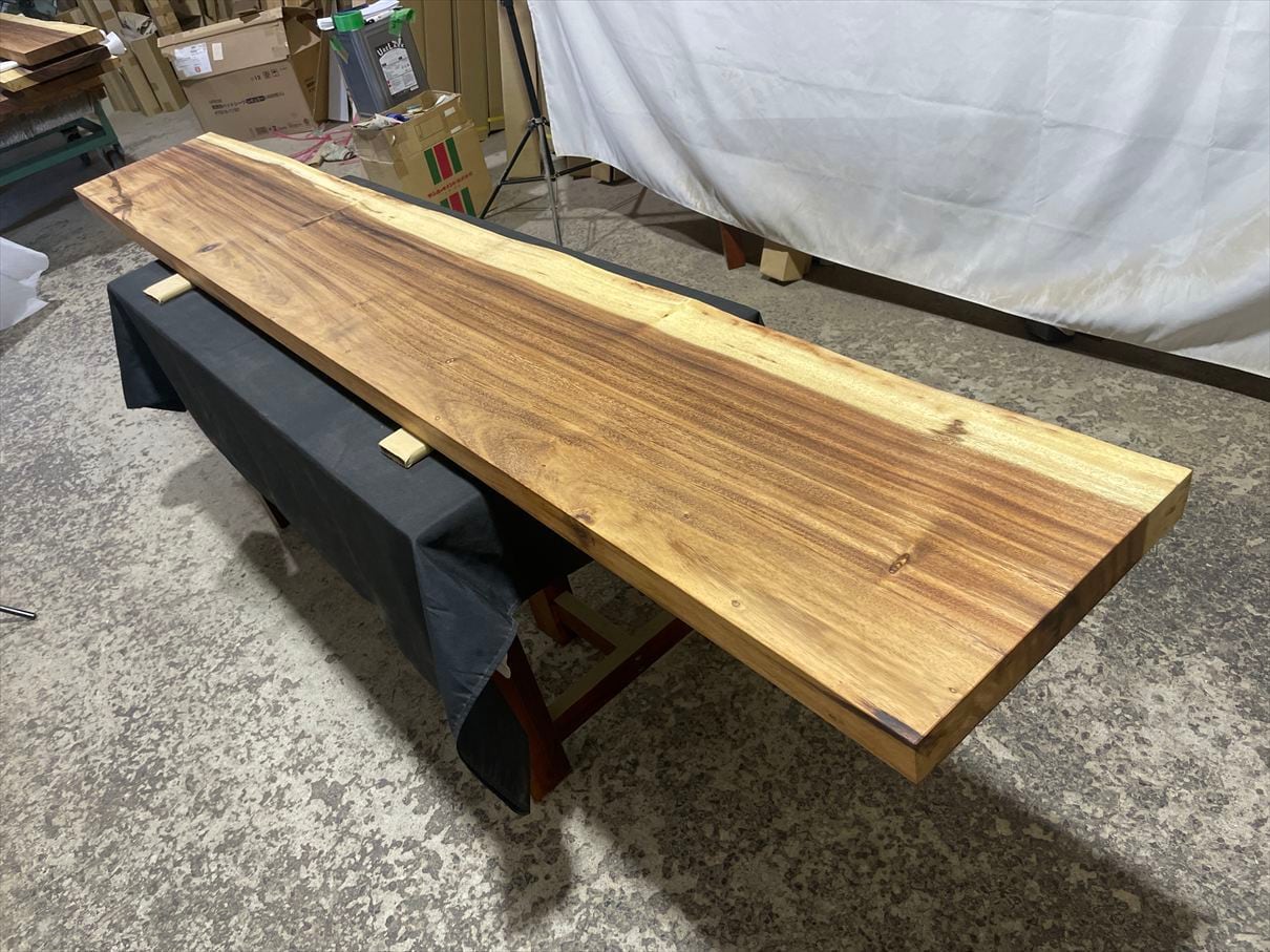 モンキーポッド4091 一枚板無垢 乾燥材 2620x380-390-380x50mm