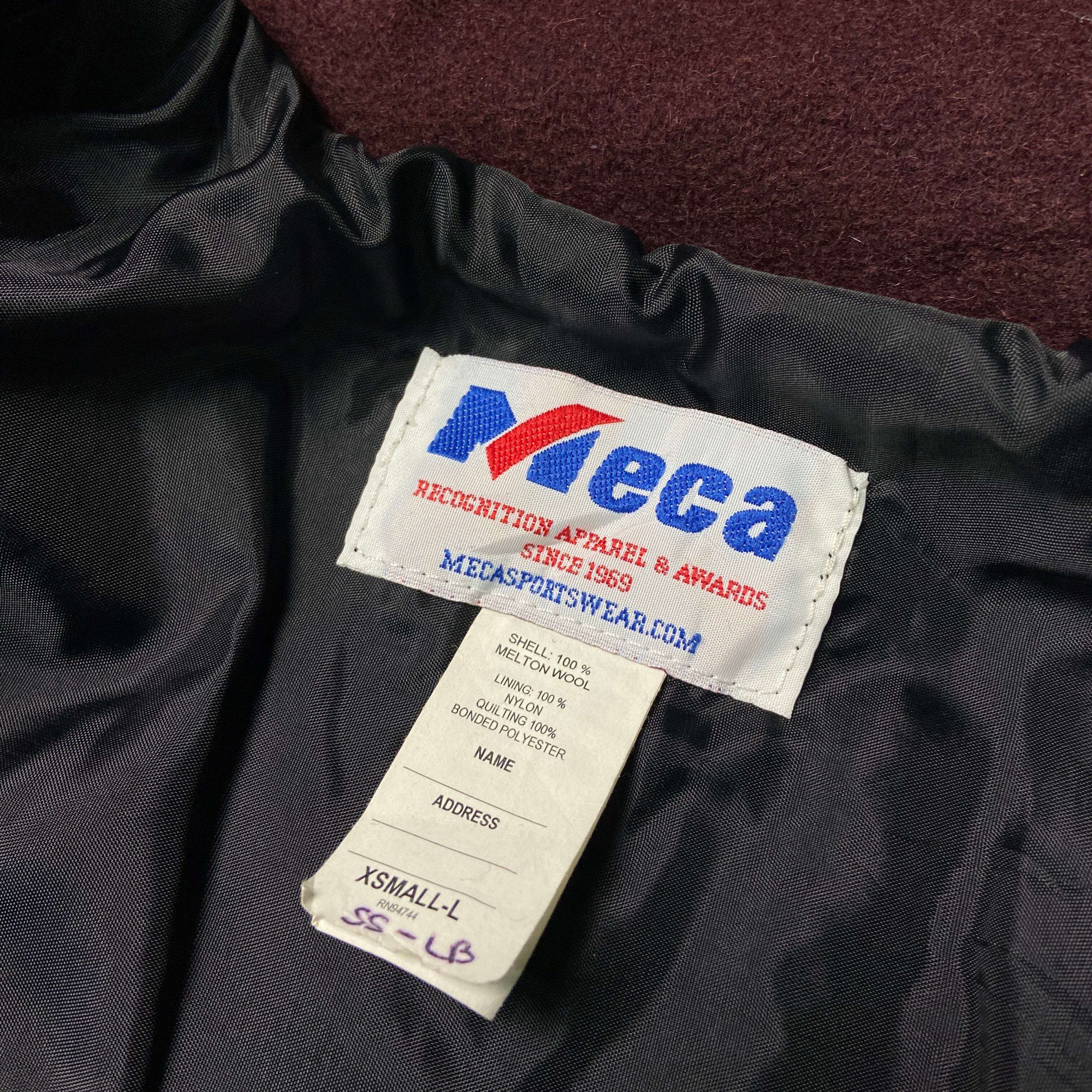 MECA ウールスタジャン 袖フェイクレザー 襟付き メンズS相当 古着