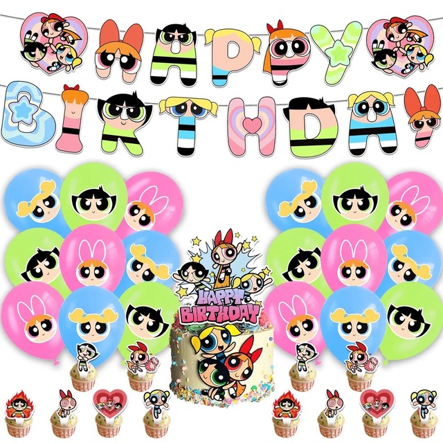 パワーパフガールズ パワパフ 誕生日 風船 飾り付け バルーン 飾り パーティー バースデー ガーランド セット グッズ