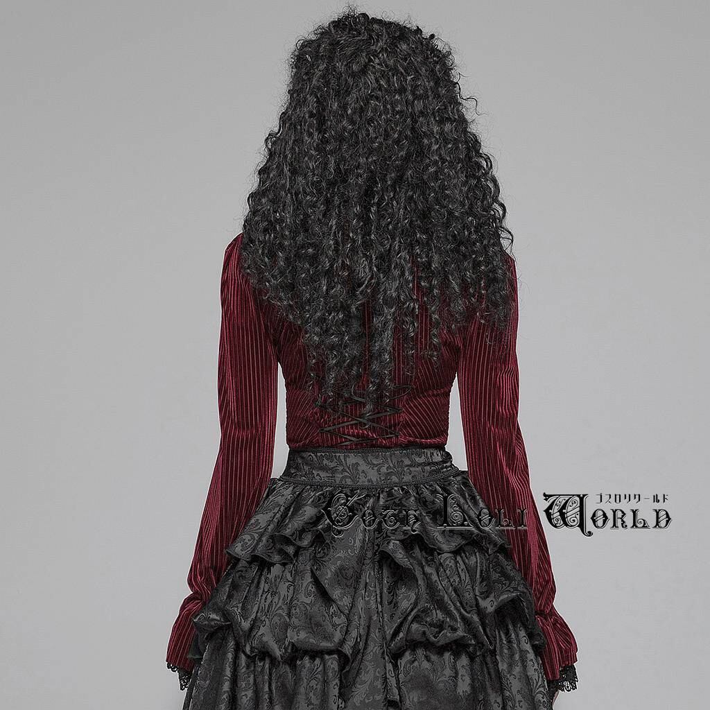 即納/送料無料】WY-1041CCF-RD ダークベルベットストライプ長袖