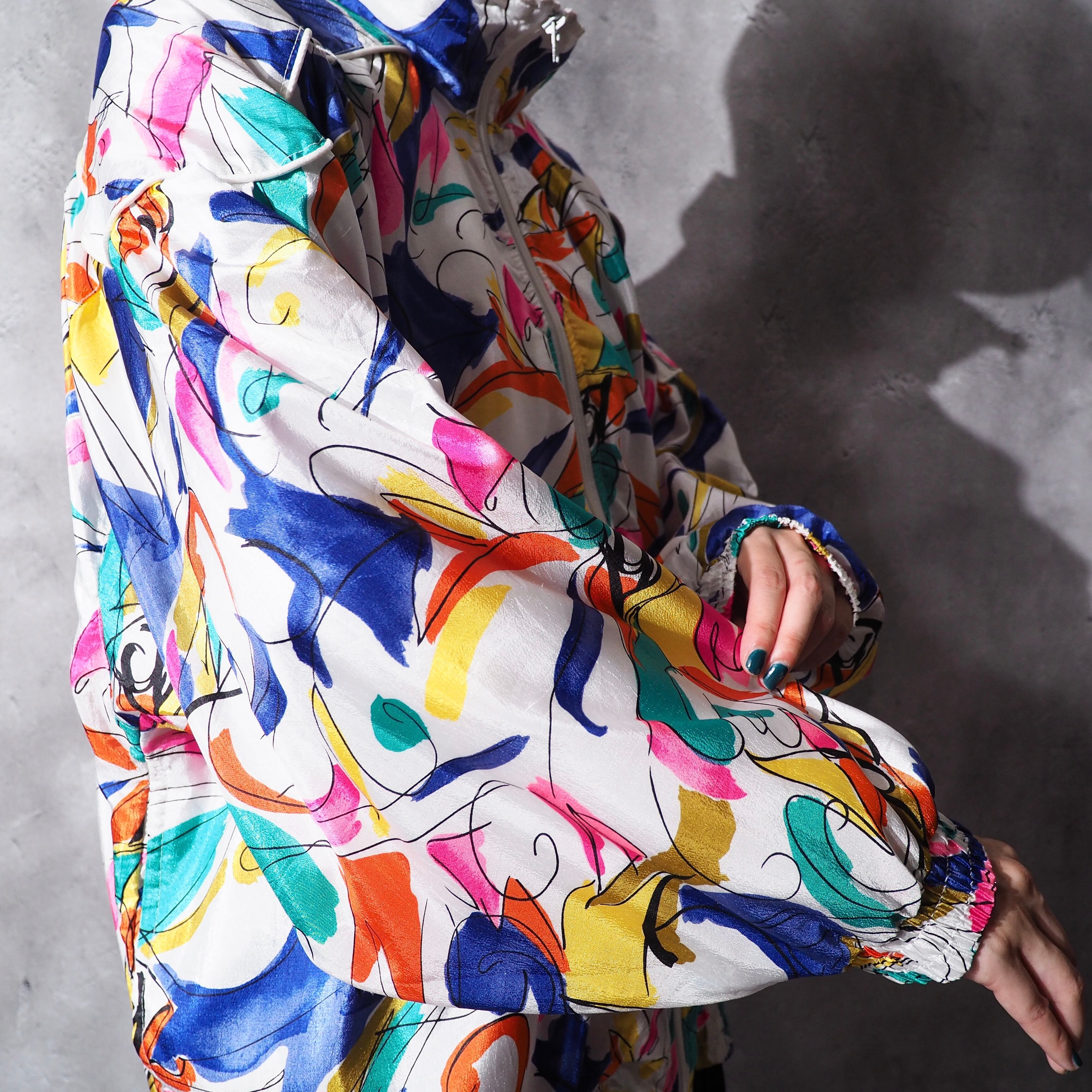 1990s Rainbow contemporary art line pattern design vintage l blouson