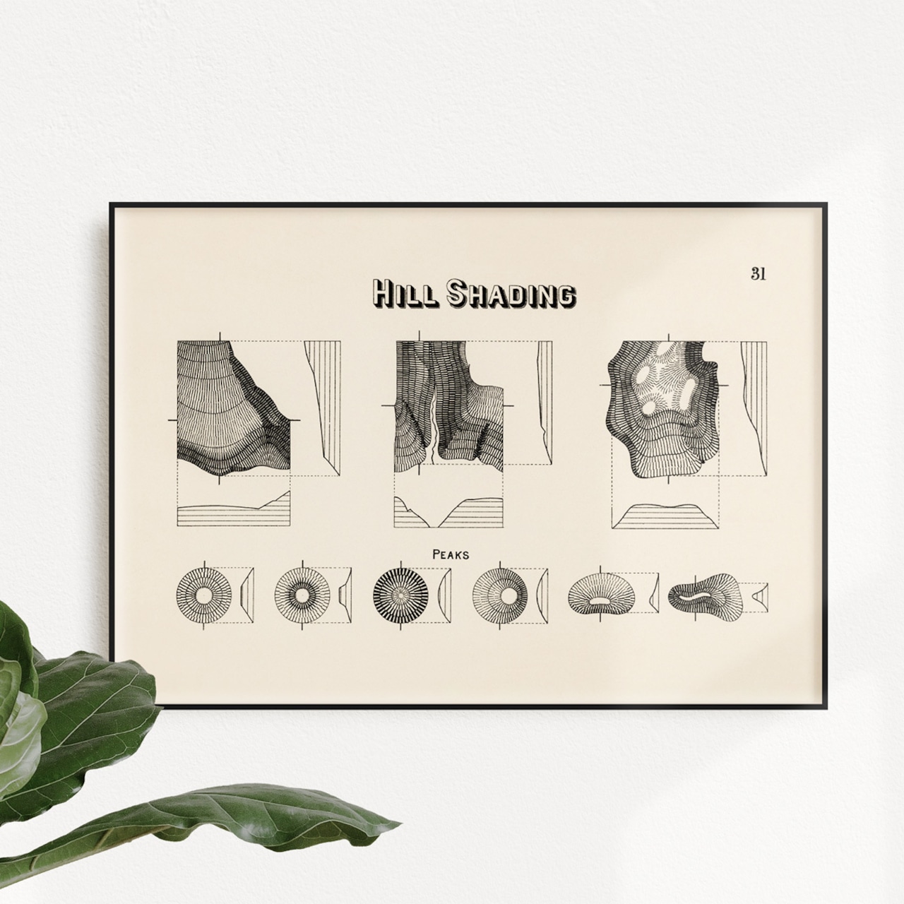 地図記号E | AP083 | アートポスター ヴィンテージグラッフィック モノトーン レトロ 山 - 1