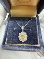 天然イエローダイヤモンド(0.115ct)ネックレス/PT900・K18YG