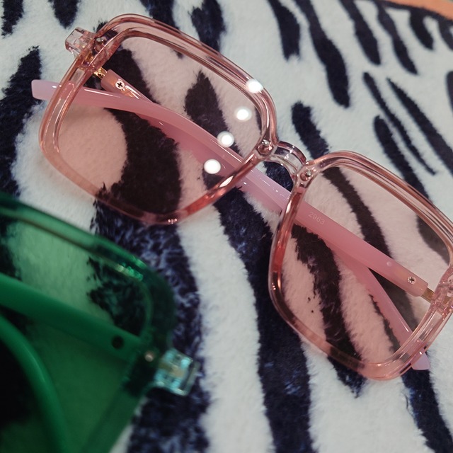 【即納】カラー スクエアサングラス green