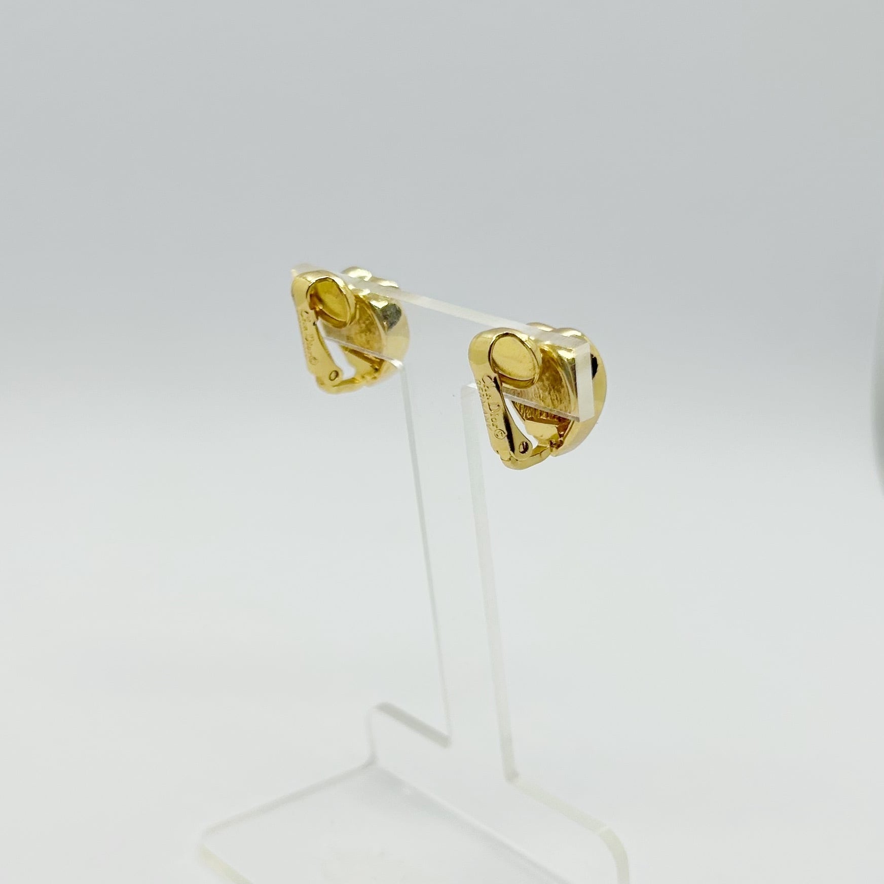 E5572】Christian Dior heart rhinestone earrings/クリスチャン