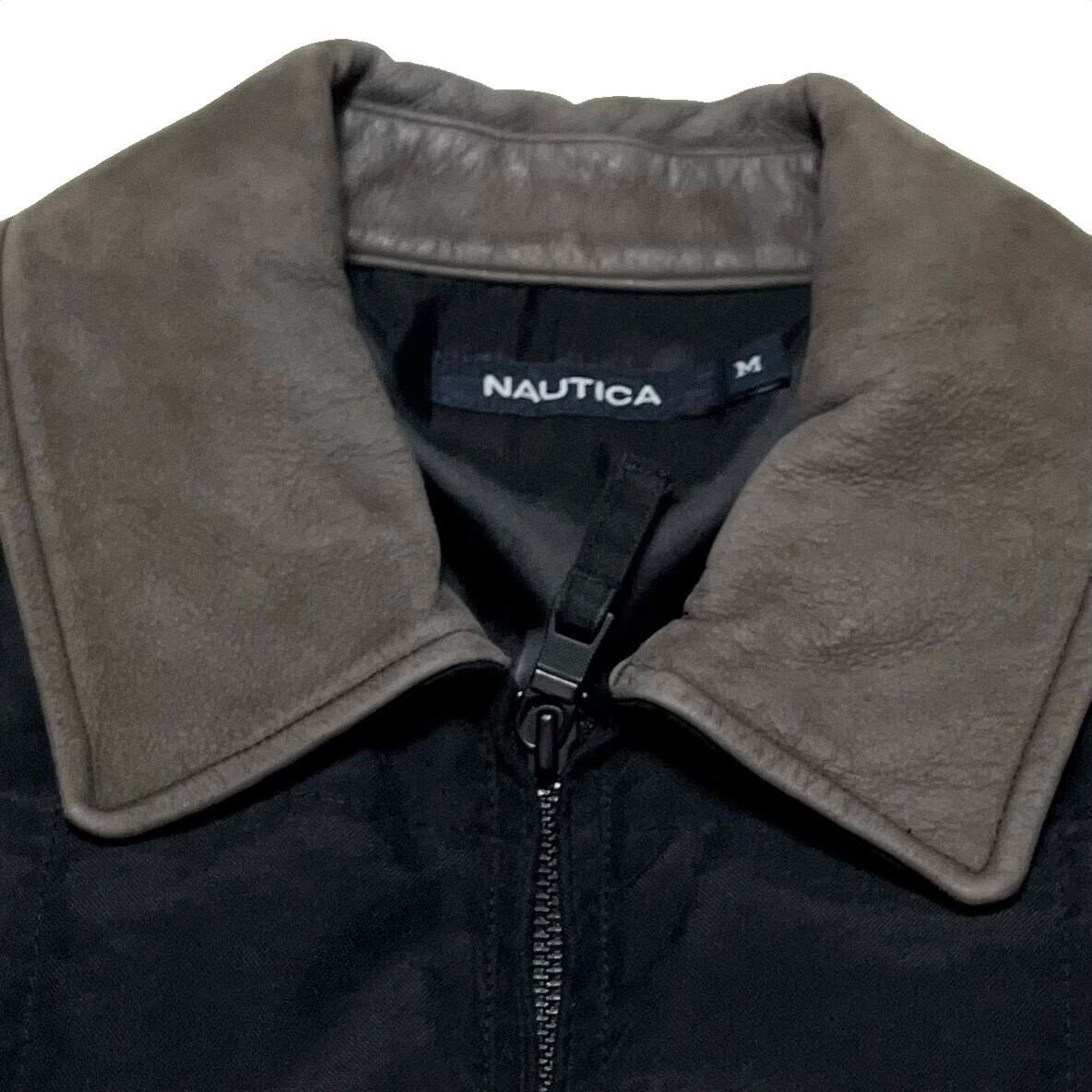 size M】NAUTICA ノーティカ ノーチカ 襟レザー 中綿 コート