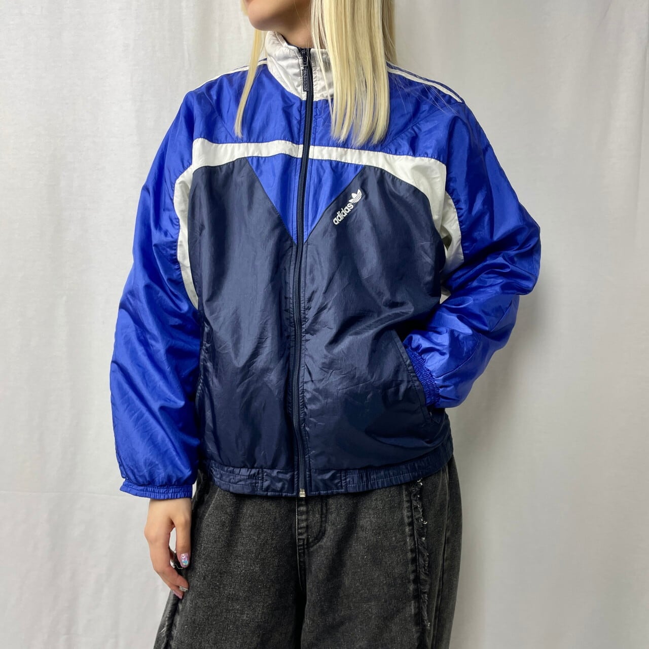 美品 80's adidas ナイロンジャケット メンズS ブルー