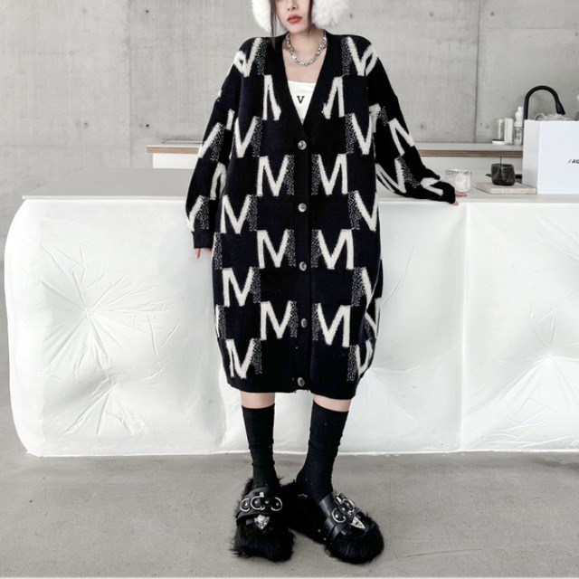 ボタンフロント オーバーサイズ  ニットカーディガン R30332