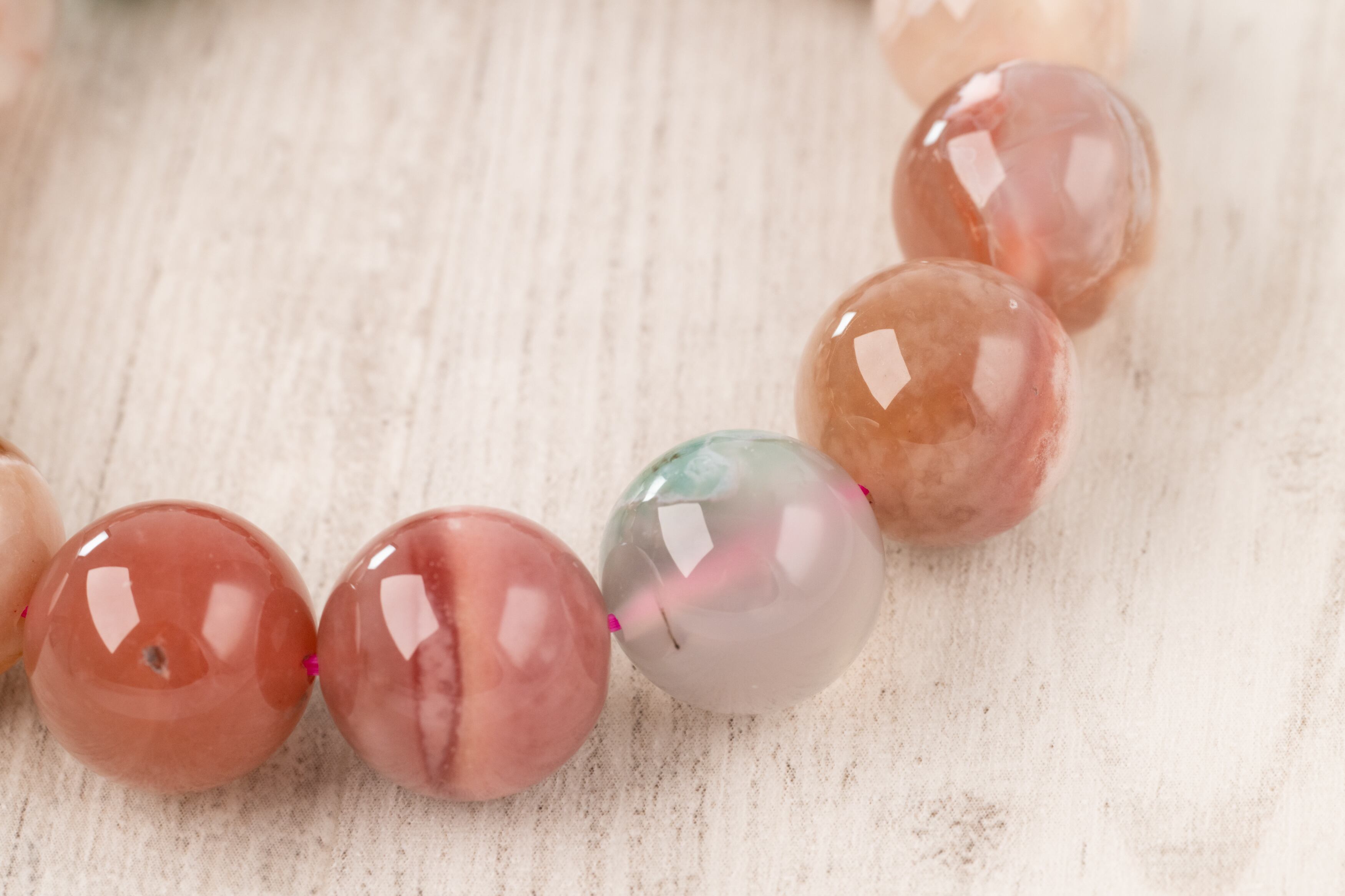 ◇一点物◇ 桜瑪瑙/チェリーブロッサムアゲート ブレスレット 14.5mm